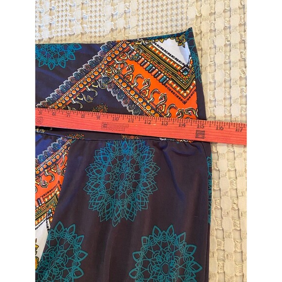 Bobbie Brooks Navy Patterened Silky Feel Wide Plazzo Stretchy Size Medium Pants - Picture 8 of 10